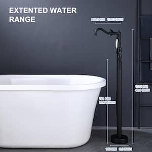 Singe-Handle Floor Mount Freestanding Tub Faucet with Hand Shower in Matte Black