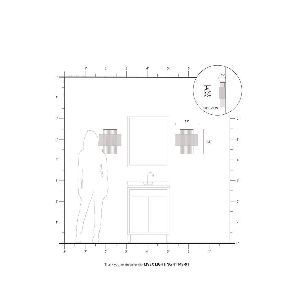 Alexis Brushed Nickel 2-Light ADA Compliant Wall Sconce