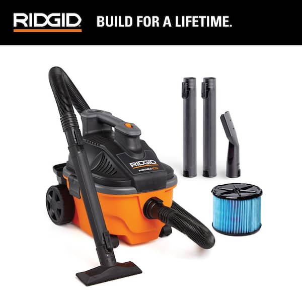 4 Gal. 5.0 Peak HP Portable Shop Vacuum Wet Dry Vac with Fine Dust Filter, Locking Hose and Attachments WD4070