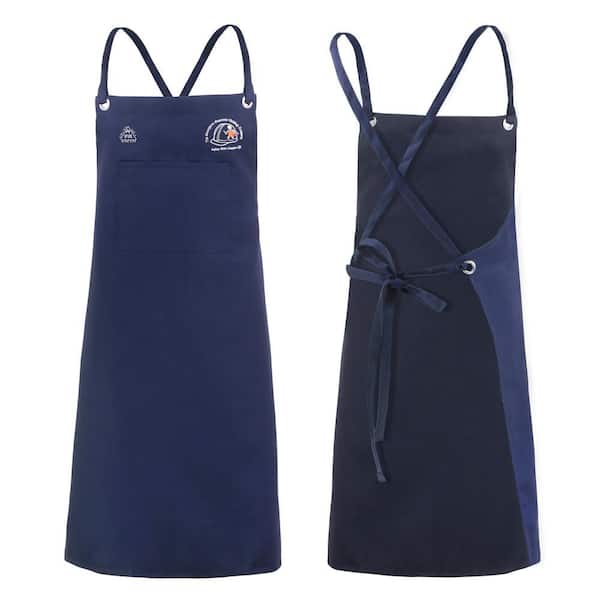Unisex 36 in. by 24 in. Blue Flame-Resistant Arc-Rated Cottom Unlined Bib Apron with X-Tech Comfort Fastening Straps