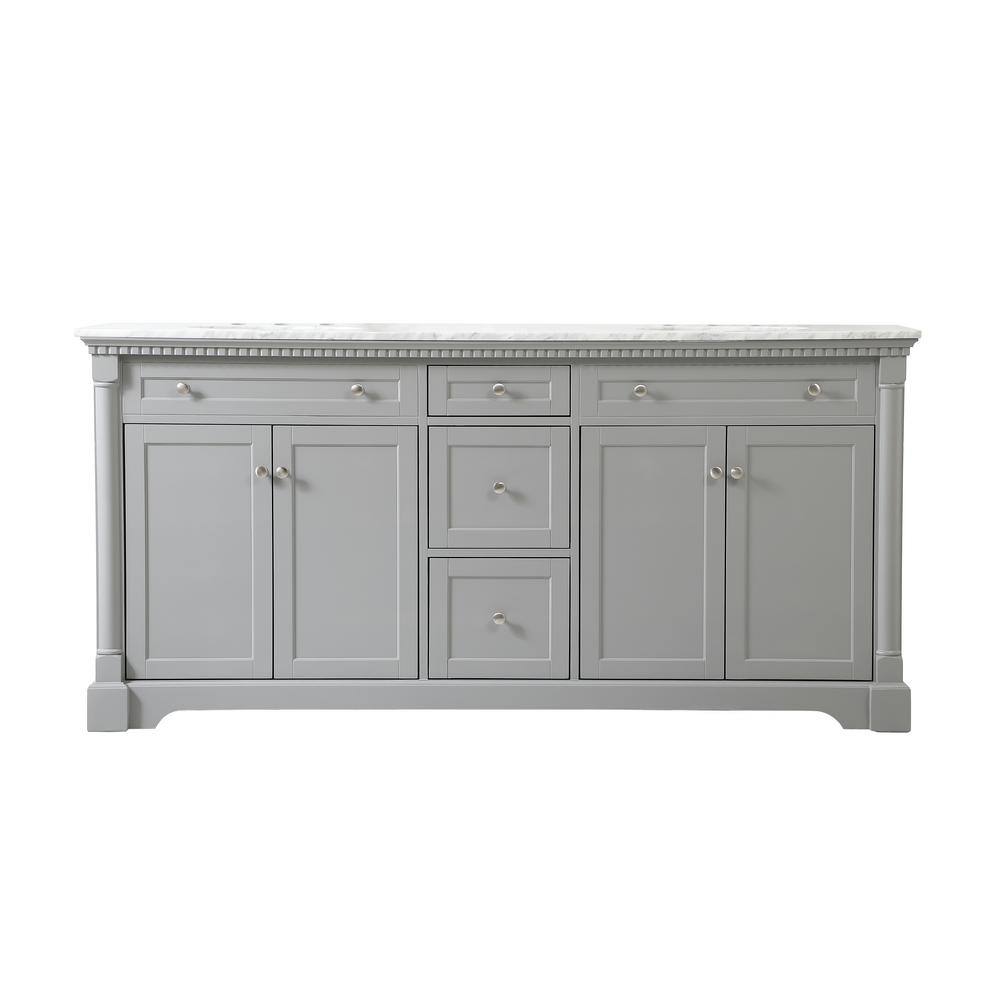 Simply Living 72 in. W x 21.5 in. D x 35 in. H Bath Vanity in Grey with Car