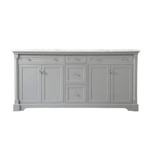 Simply Living 72 in. W x 21.5 in. D x 35 in. H Bath Vanity in Grey with Carrara White Marble Top