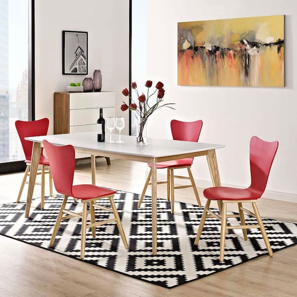 MODWAY Cascade Mid-Century Modern Wood 4 Kitchen and Dining Room Chairs ...