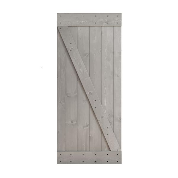 COAST SEQUOIA INC Z Series 36 in. x 84 in. Light Grey DIY Knotty Wood Sliding Barn Door Slab
