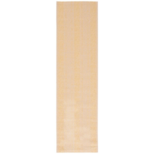 Courtyard Beige/Gold 2 ft. x 8 ft. Striped Diamond Indoor/Outdoor Runner Rug