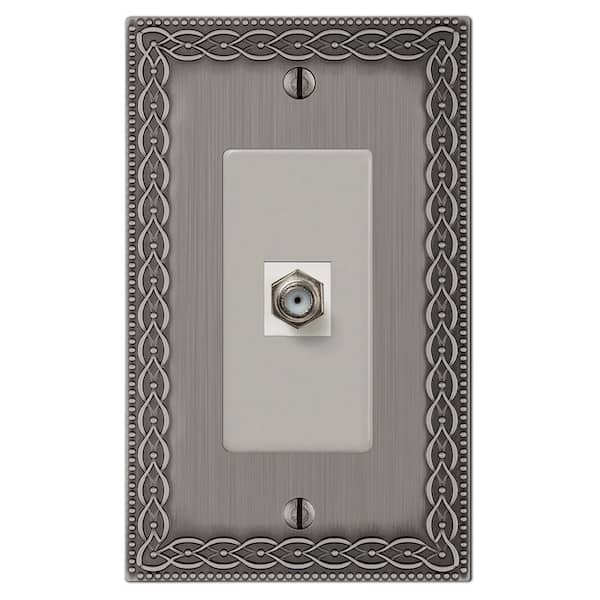 Amelia 1 Gang Coax Metal Wall Plate - Antique Nickel
