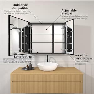 30 in. x 26 in. Frameless Recessed or Surface-Mount Beveled Double Mirrors Bathroom Medicine Cabinet