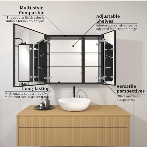 30 in. x 26 in. Frameless Recessed or Surface-Mount Beveled Double Mirrors Bathroom Medicine Cabinet