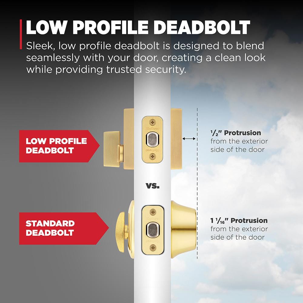 Satin Brass Square Single Cylinder Deadbolt Lock