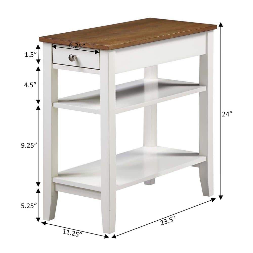 Driftwood and White Rectangular Chairside End Table with Storage