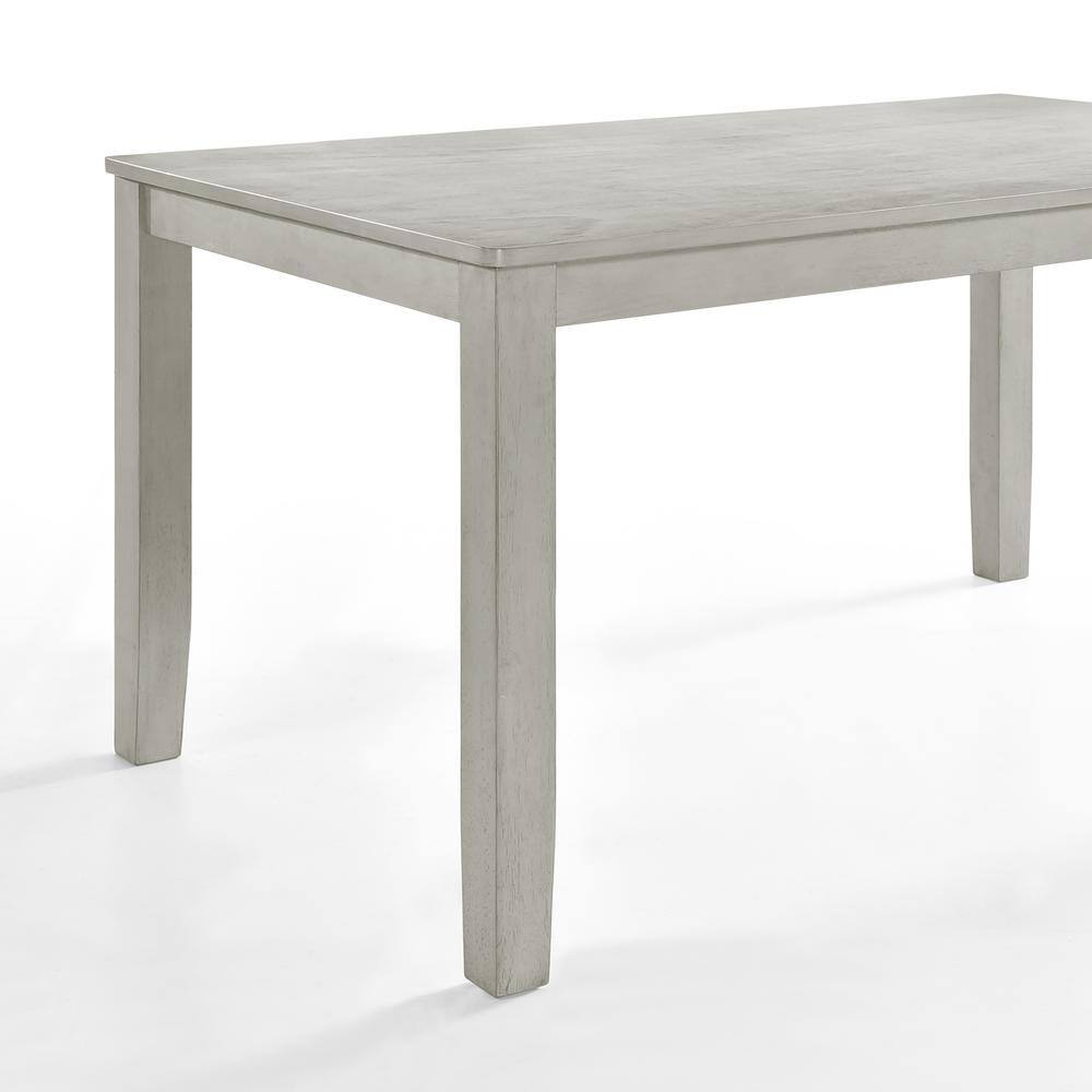 Gray Rubberwood Six-Seater Rectangular Dining Table