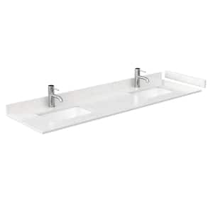 72 in. W x 22 in. D Cultured Marble Double Basin Vanity Top in Light-Vein Carrara with White Basins