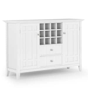 Bedford Solid Wood 54 in. Wide Transitional Sideboard Buffet and Wine Rack in White