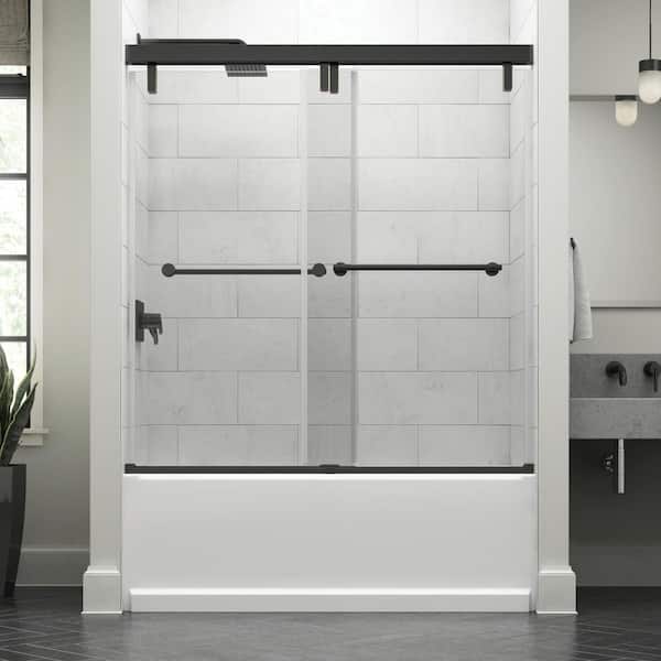 Lyndall 60 x 59-1/4 in. Frameless Mod Soft-Close Sliding Bathtub Door in Bronze with 3/8 in. (10mm) Clear Glass Lyndall 60 x 59-1/4 in. Frameless Mod Soft-Close Sliding Bathtub Door in Bronze with 3/8 in. (10mm) Clear Glass