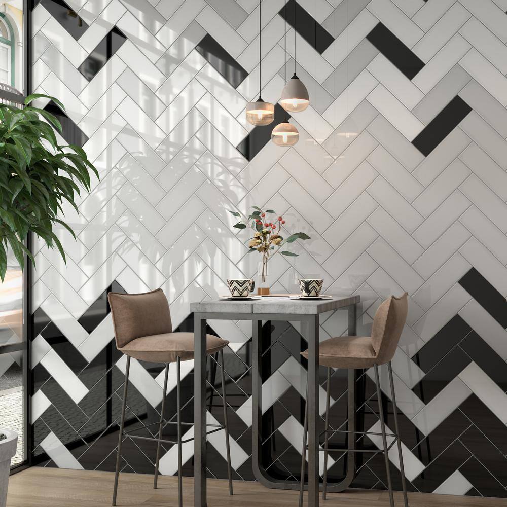 Abbey Road Polished Black Porcelain Subway Wall Tile