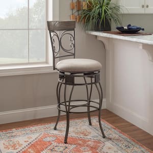 Barrett 30.75 in. Seat Height Pewter High back Metal frame Big and Tall Barstool