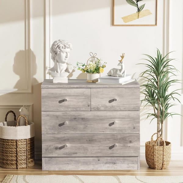 Gray 4-Drawer 25. 98in. Wide Chest of Drawers