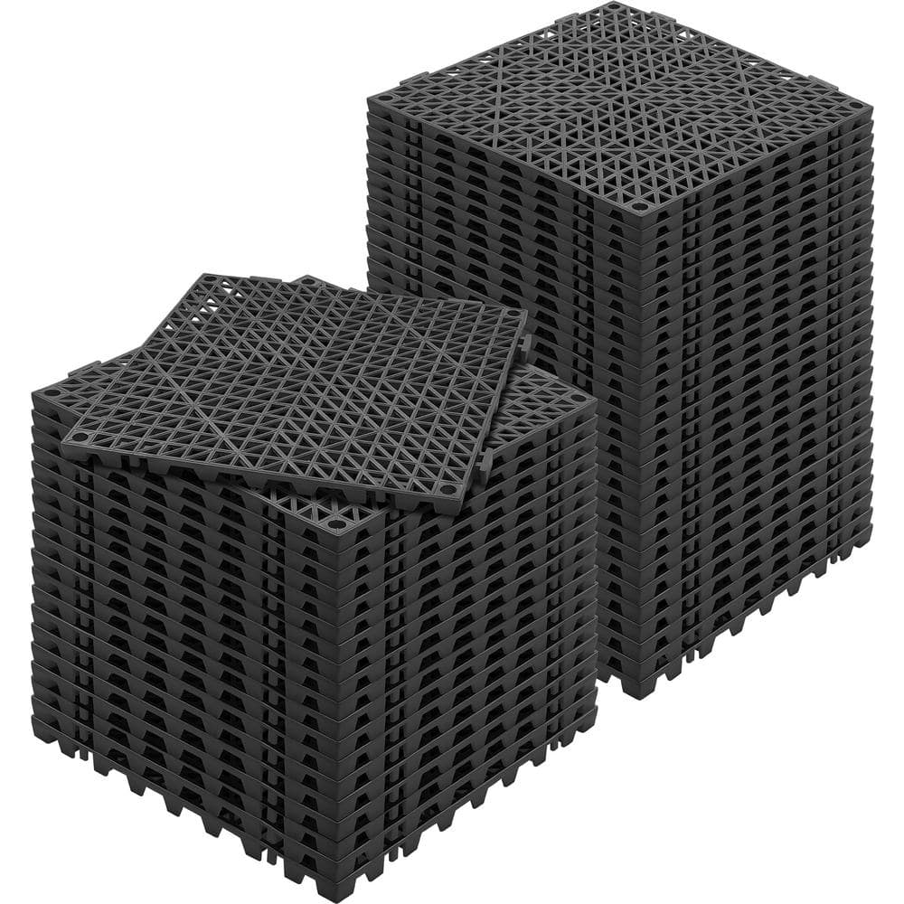 Interlocking Drainage Mat Floor Tiles PVC Interlocking Gym Flooring Tiles 12 x 12 x 0.6 in. (Black 50 Pcs,50 sq ft) price history on PriceWatchPro