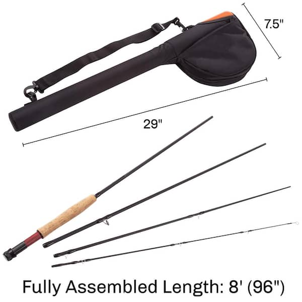 Black 8 ft.Collapsible Fiberglass Fly Fishing Rod and Reel Starter Kit with  Assorted Flies and Carry Case 860213WFN - The Home Depot