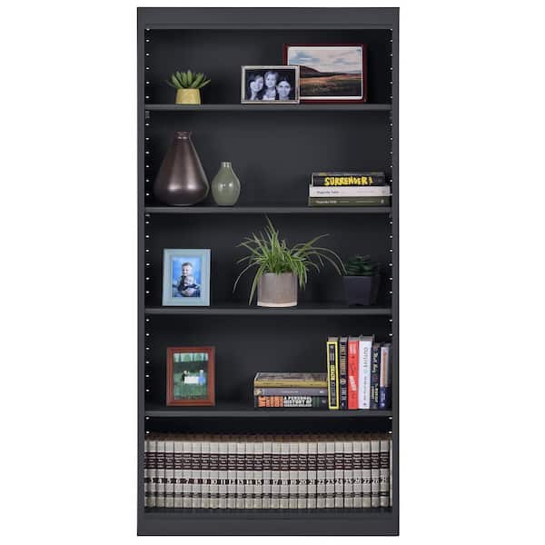 Welded 72 in. Tall Black Metal Standard Bookcase