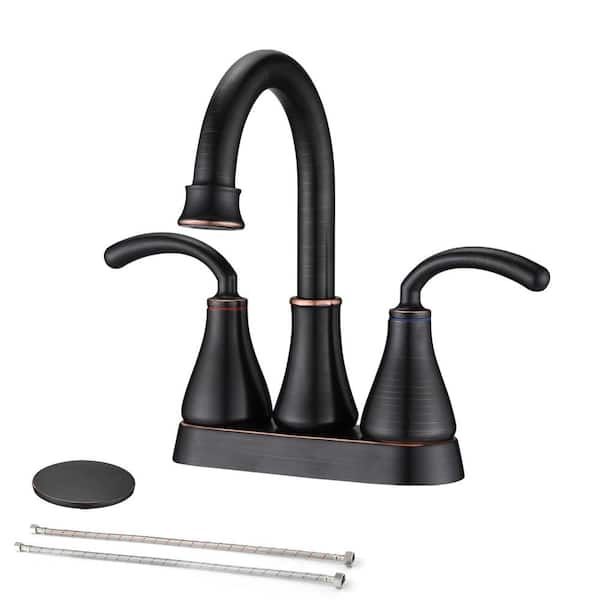 UPIKER Modern 4 in. Centerset Double Handle High Arc Bathroom Faucet ...