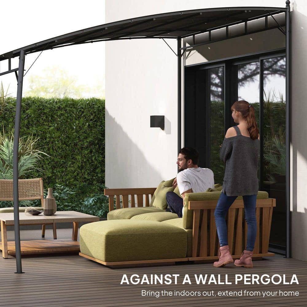 Charcoal Gray Metal Frame Pergola with UV-Resistant Canopy
