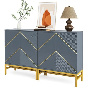 Brenda Gray Accent Storage Cabinet with 4 Doors and Adjustable Shelf, Sideboard Buffet Cabinet for Kitchen Dining Room