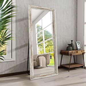 64 in. H x 21 in. W Rectangular Classic White Wood Framed Full Length Mirror Floor Mirror