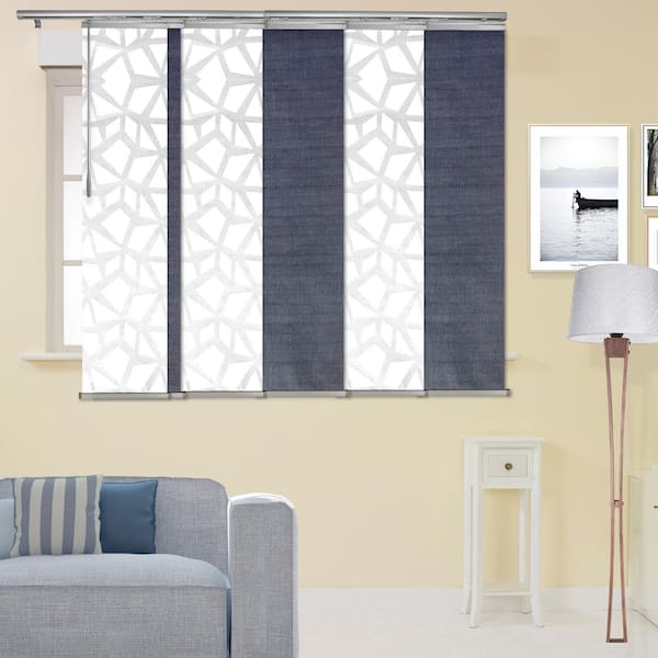 EMOH Blue Glacier Adjustable Sliding Single Rail Track with 15.75 in. Slates, Extendable 48 in. to 84 in. W x 68 in. L