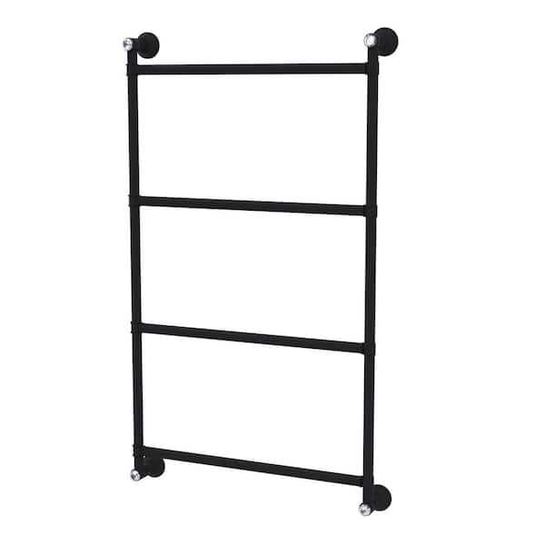 Allied Brass Carolina Crystal 30 in. 4-Tier Ladder Towel Rack Bar in Matte Black