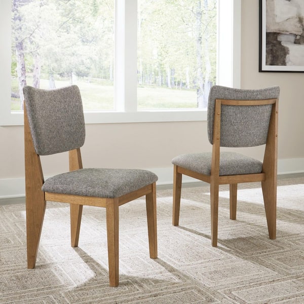 Signature DESIGN BY ASHLEY Sherbana Brown/Gray Polyester with Cushion and Solid Wood Frame Side Chair Set of 2