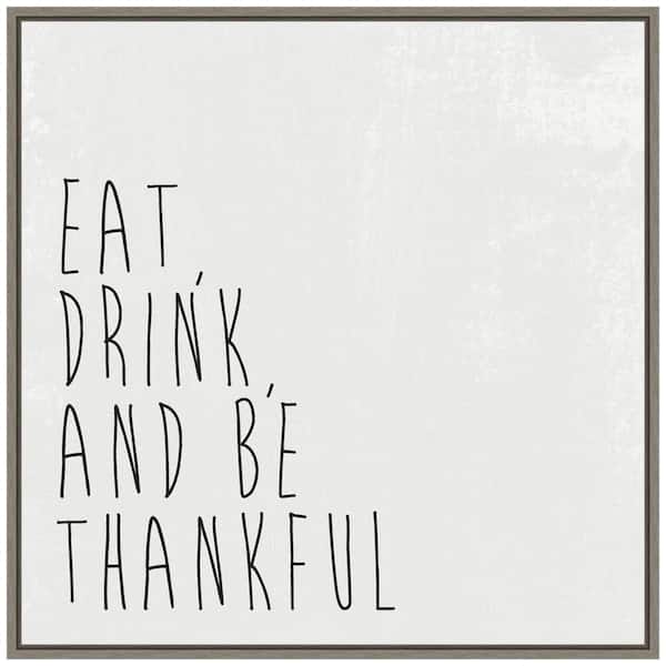 Amanti Art 22 in. Give Thanks II Fall/Thanksgiving Framed Canvas Box Wall Art