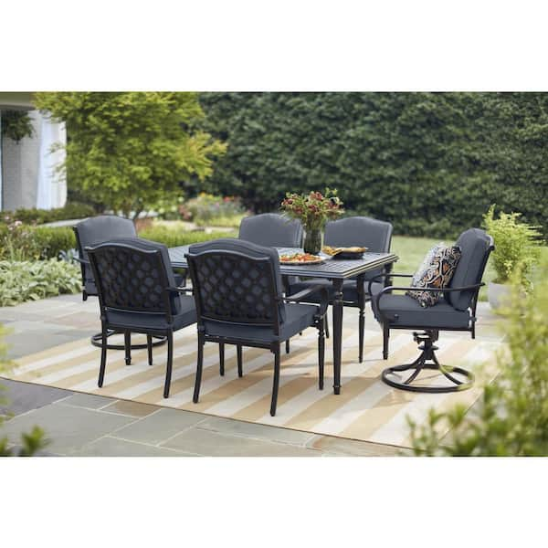 Hampton Bay Laurel Oaks Black Steel Outdoor Patio Lounge Chair