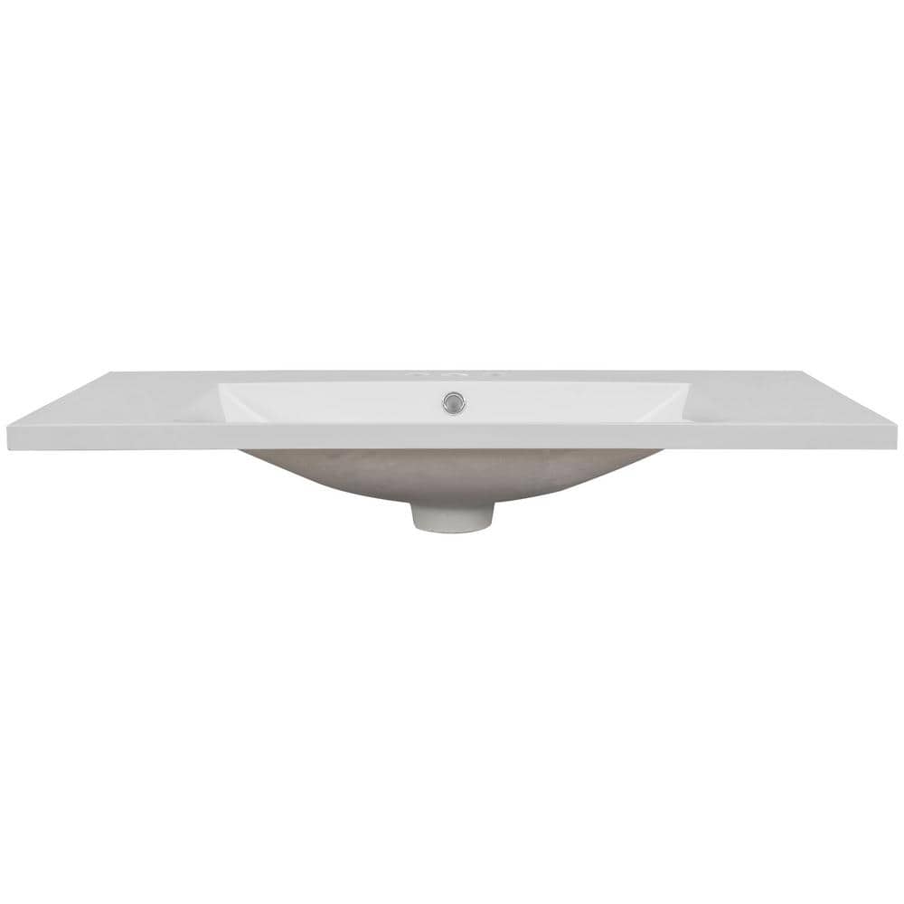 36" White Ceramic Undermount Single Bathroom Vanity Top