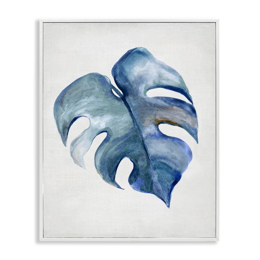 Blue Monstera Leaf by Hannah Dawson White Framed Nature Giclee Art Print 30 in. x 24 in. price history on PriceWatchPro