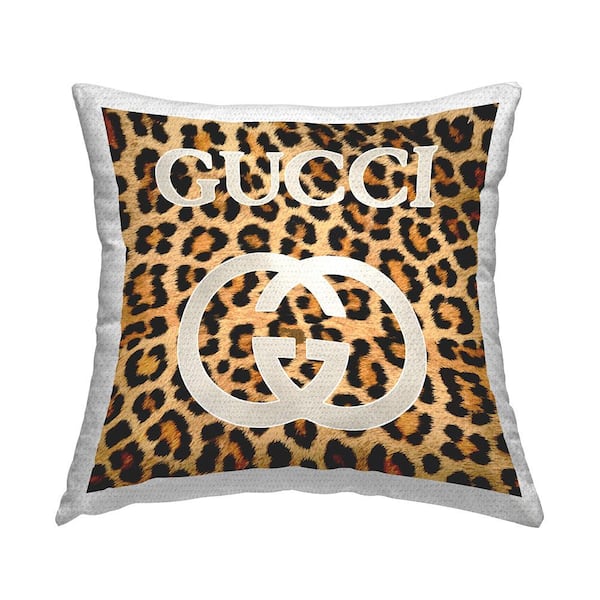 Stupell Industries Leopard Pattern Fashion Brown Square Outdoor Throw Pillow