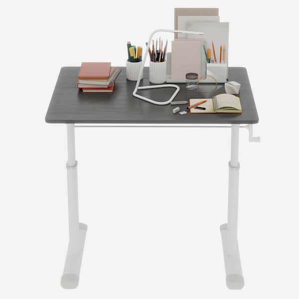 Dunford 31.5 in. Rectangle Grey Plus White Wood and Metal Adjustable Office Desk Computer Tables