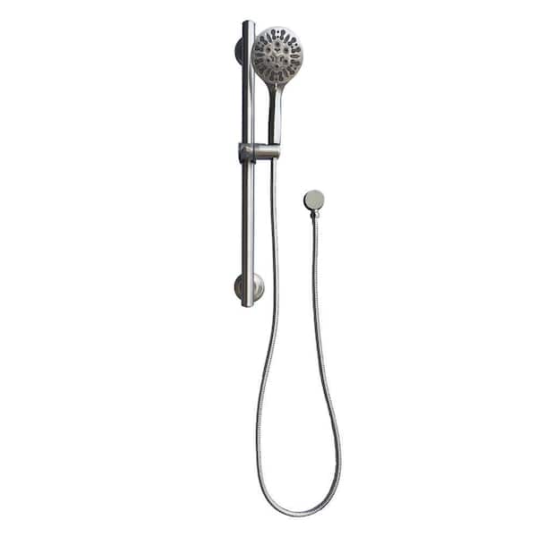 28 in. 3 in 1-Adjustable Slide Grab Bar in Brushed Nickel with 9-Function Handheld Shower Head in Brushed Nickel