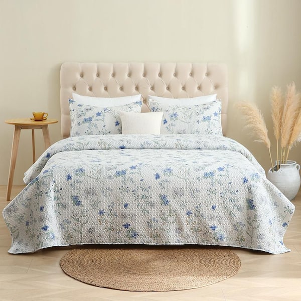 Collections Etc Yellow Floral Quilt, Reversible Twin Size Quilt With Scalloped Edges And Two Tone Design Yellow Twin