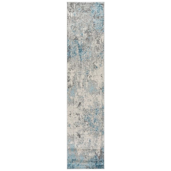 Tulum 2 ft. x 7 ft. Gray/Blue Rustic Abstract Runner Rug