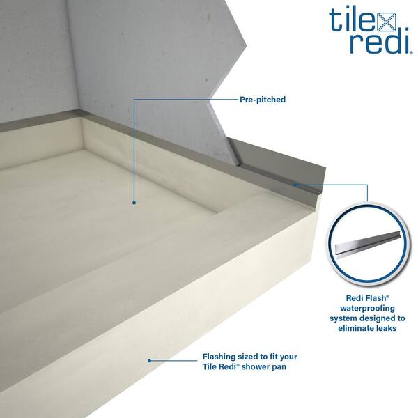 Base Pan Board Waterproof Barrier Part Tile Redi Shower Flashing Kit 42 x 42 in 