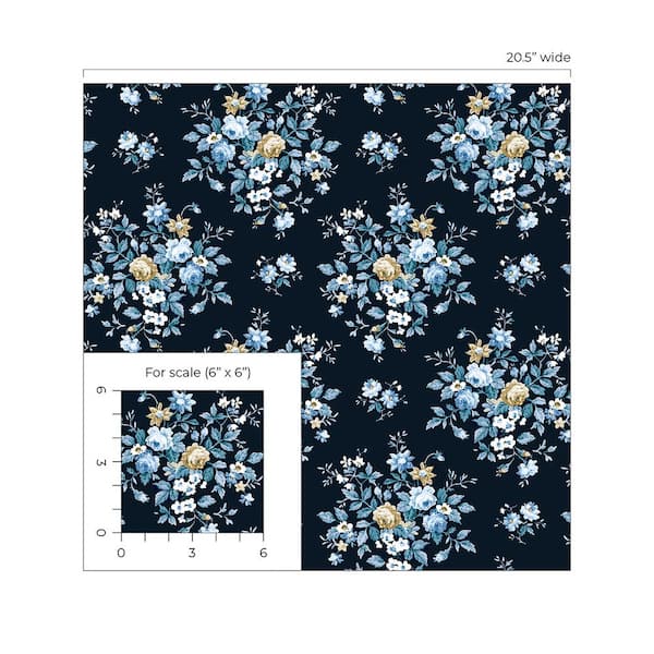 NextWall Blue Stream and Buttercup Floral Bunches Vinyl Peel and Stick  Wallpaper Roll (30.75 sq. ft.) NW50502 - The Home Depot