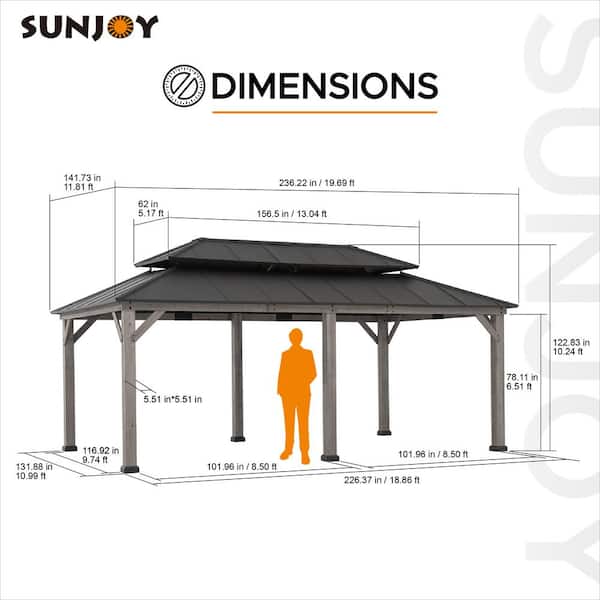 Sunjoy 12 ft. x 20 ft. Outdoor Matte Black Aluminum Hardtop Sunjoy 12 ft. x 20 ft. Outdoor Matte Black Aluminum Hardtop