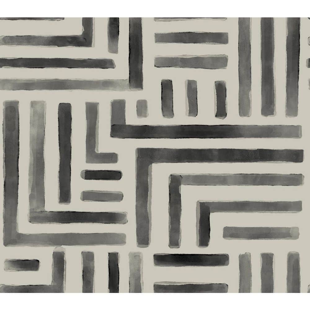 Painterly Labyrinth Charcoal Grey Wallpaper