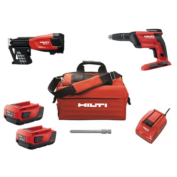Hilti 22-Volt Cordless Brushless SD 4500 Drywall Screwdriver Kit with Charger, (2) 4 Ah Batteries, Bit, Screw Magazine and Bag