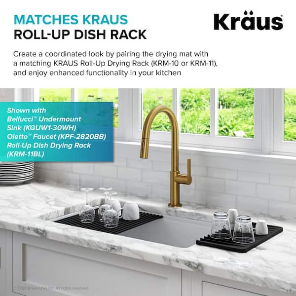 Kraus KDM-10DB Self-Draining Silicone Dish Drying Mat or Trivet for Kitchen Counter in Dark Blue