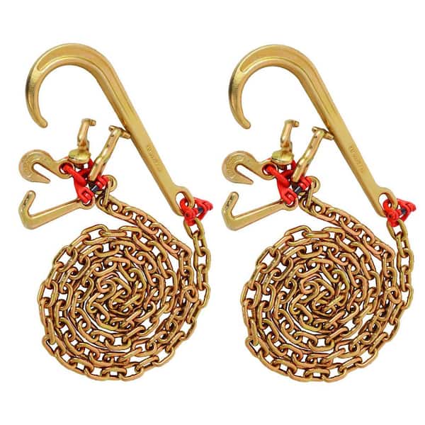 2-Piece 142 in. Length 10 ft. G80 Bridle Tow Chain w/ G70 J Hooks 5/16 in. Alloy Steel, 9260 lbs. Break Strength Trucks