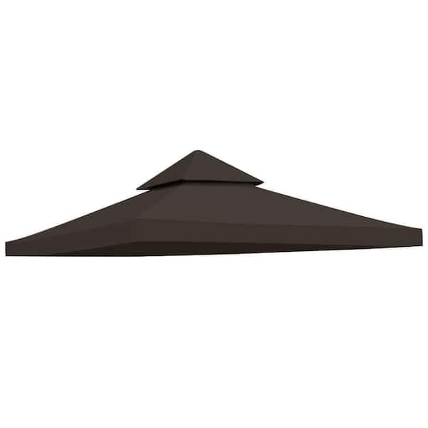 Unbranded 10 ft. x 10 ft. Coffee Gazebo Canopy Top Replacement 2 Tier Patio Pavilion Cover UV30 Sunshade