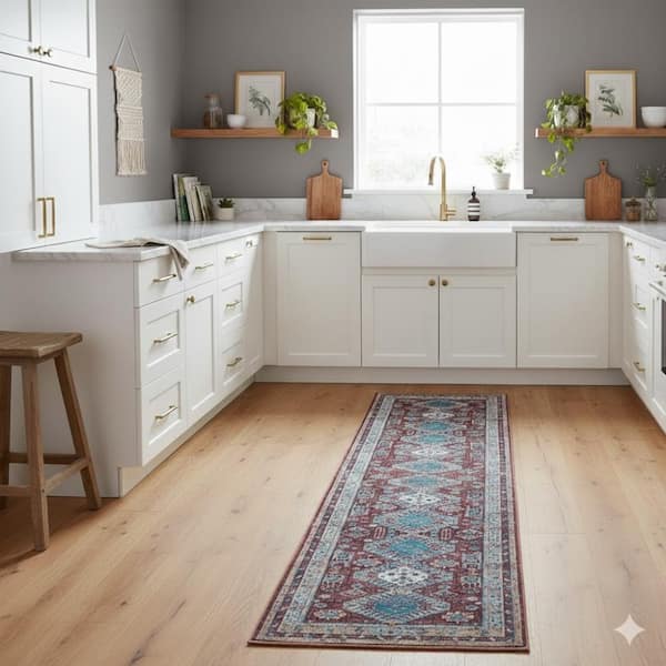 Alaska Red 3 ft. x 10 ft. Medallion Runner Rug