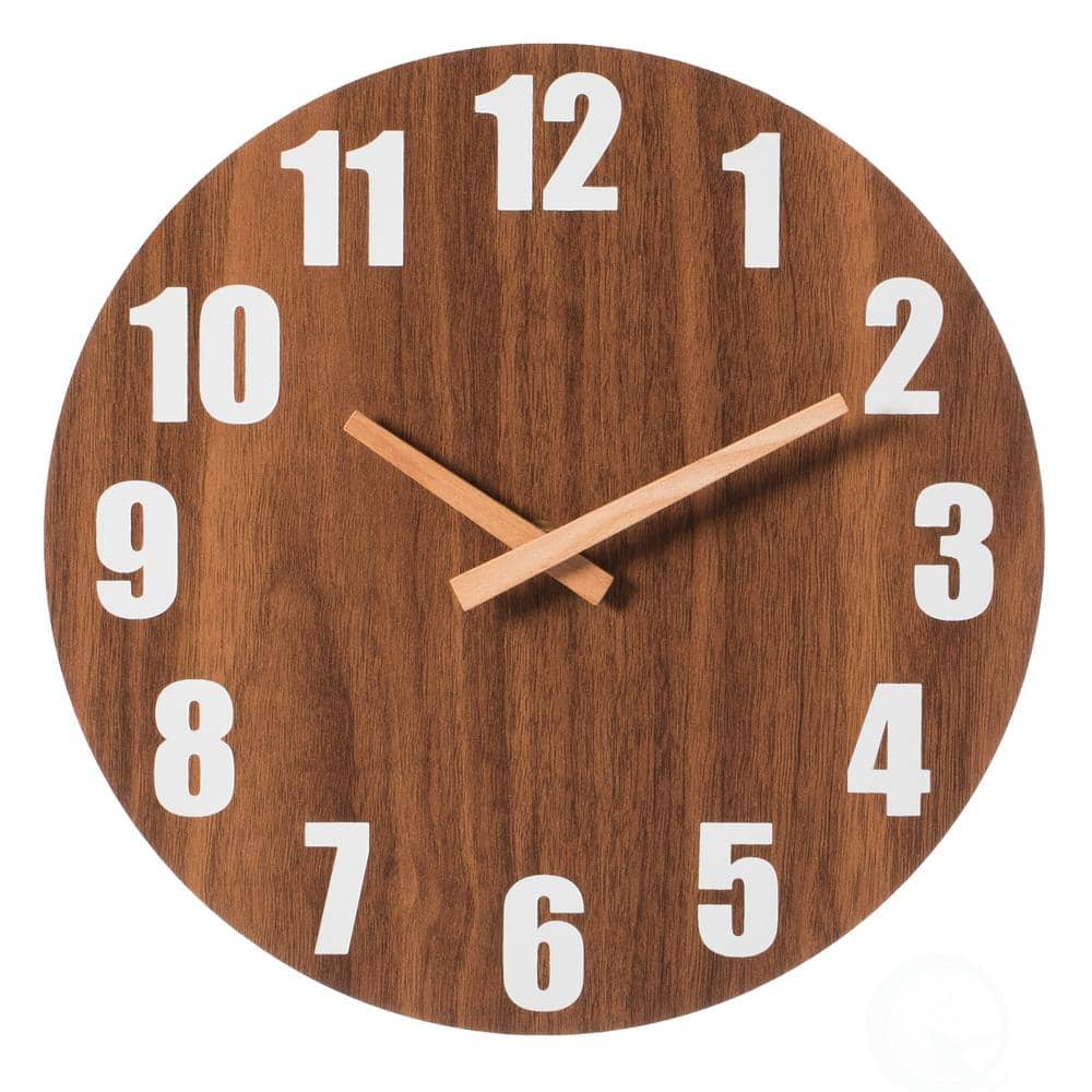Quickway Imports Antique Home Decor Wall Clock For Living Room, Bedroom,  Kitchen, or Dining Room, Brown Natural Wooden QI004096 - The Home Depot